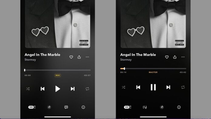 The old and new Tidal apps side by side, one displaying 