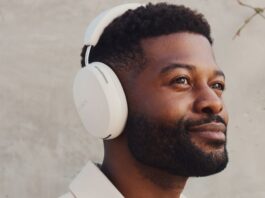 Sonos Ace headphones worn by a man outdoors