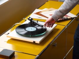 A turntable with a person